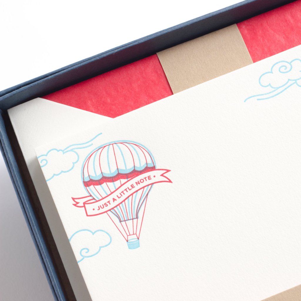 close-up of Hot Air Balloon Letterpress Letterheads