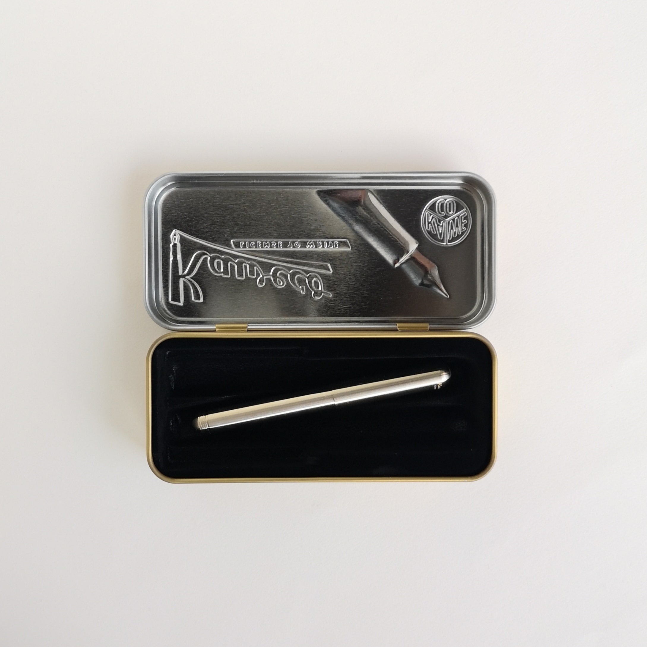 Kaweco Brass Liliput Fountain Pen inside metal display tin