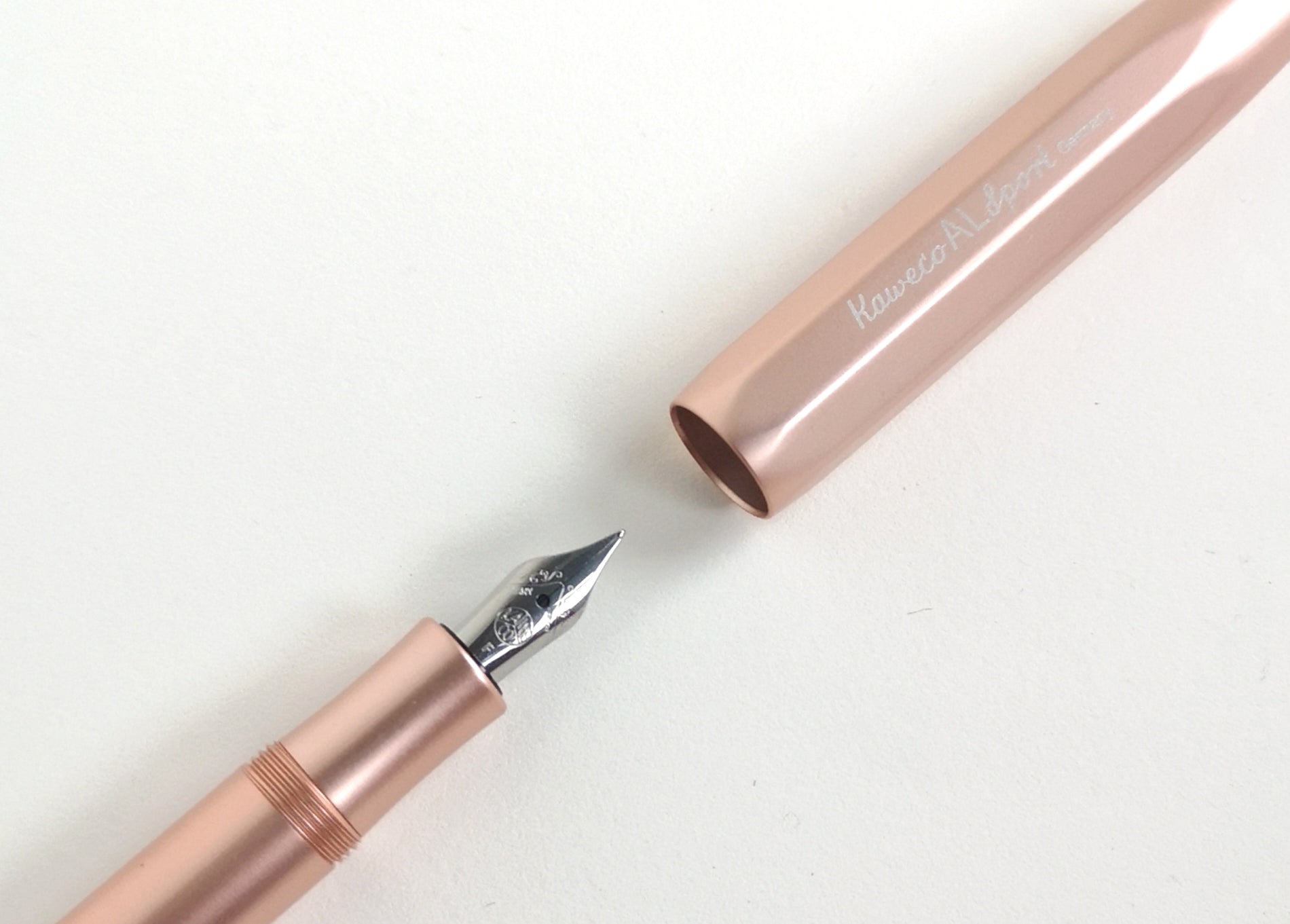 Kaweco Rose Gold Aluminium Fountain Pen nib close-up