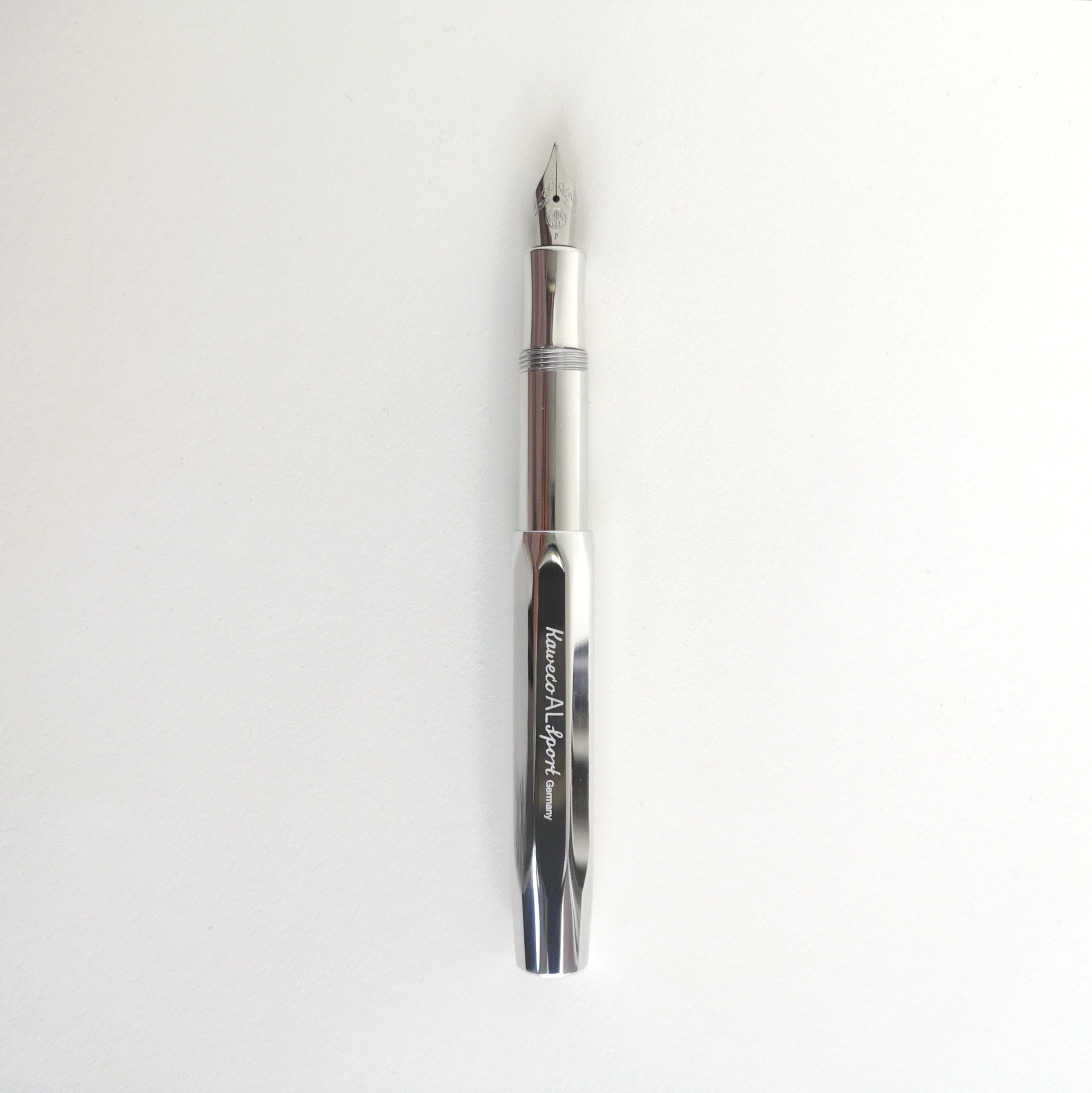 Shiny Aluminium Kaweco Sport Fountain Pen with cap posted