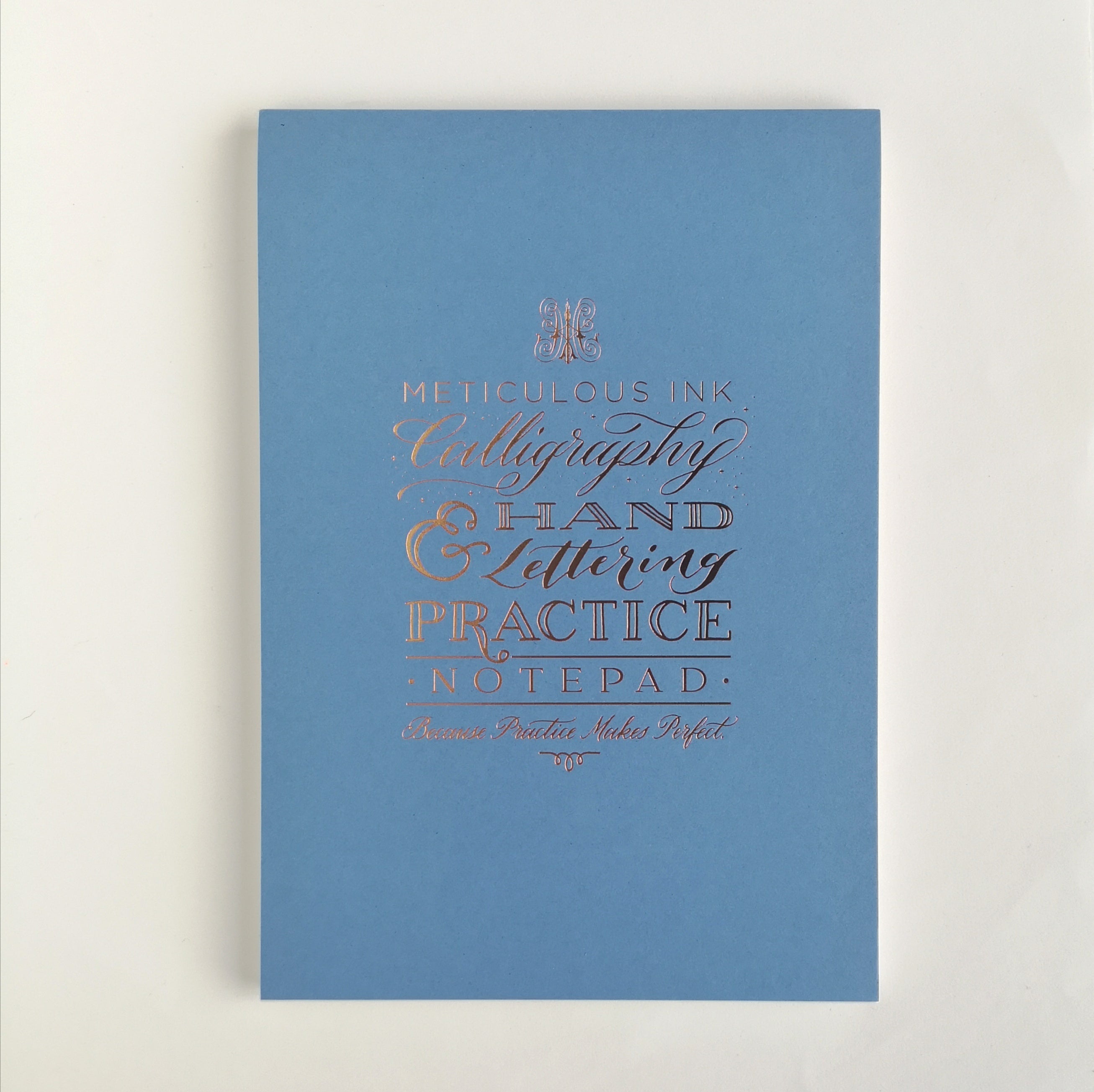 Blue Calligraphy Practice Pad with Gold foil