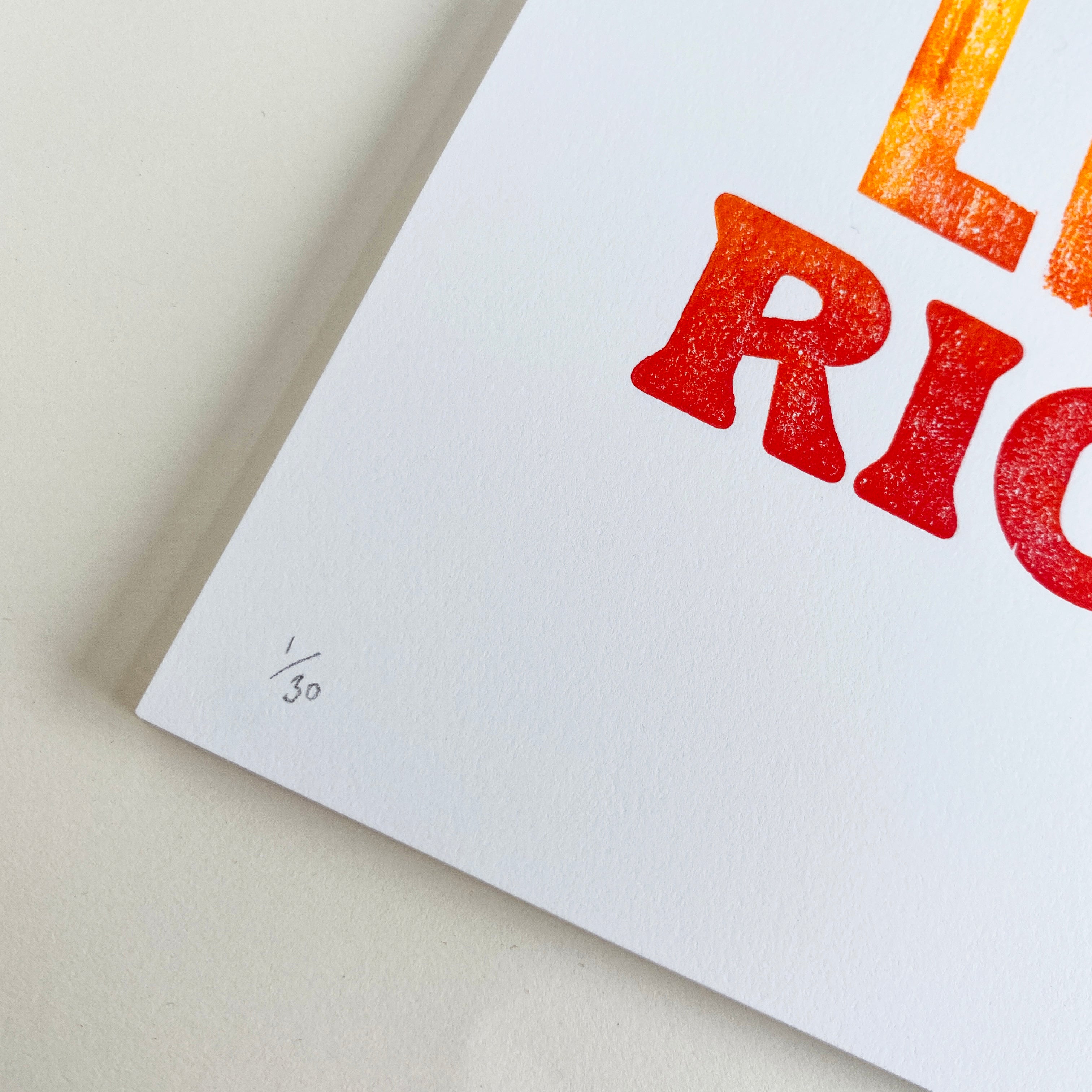 Limited Edition number of Letterpress Art Print