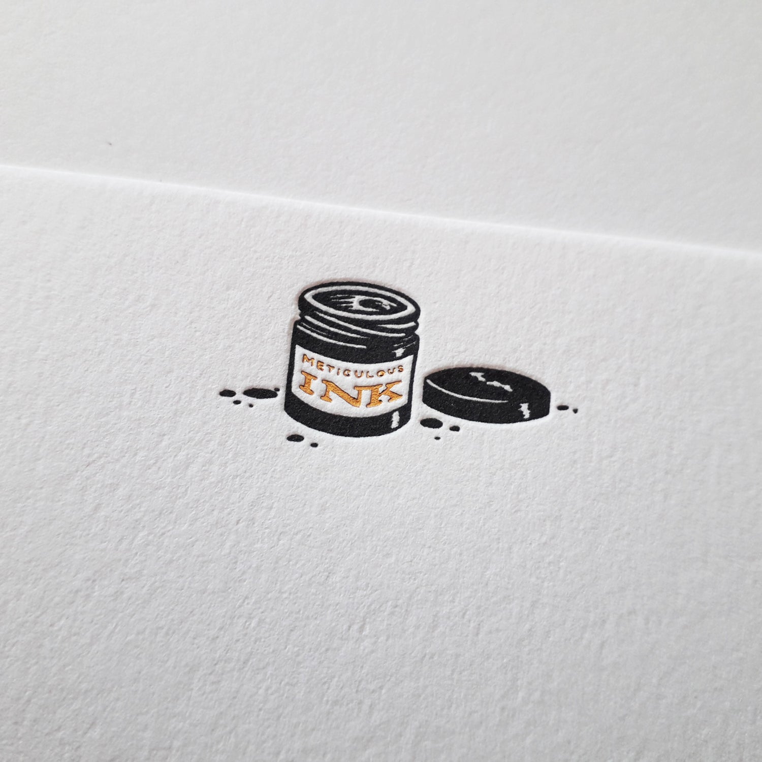 Close-up of copper foiled Letterpress Ink Pot