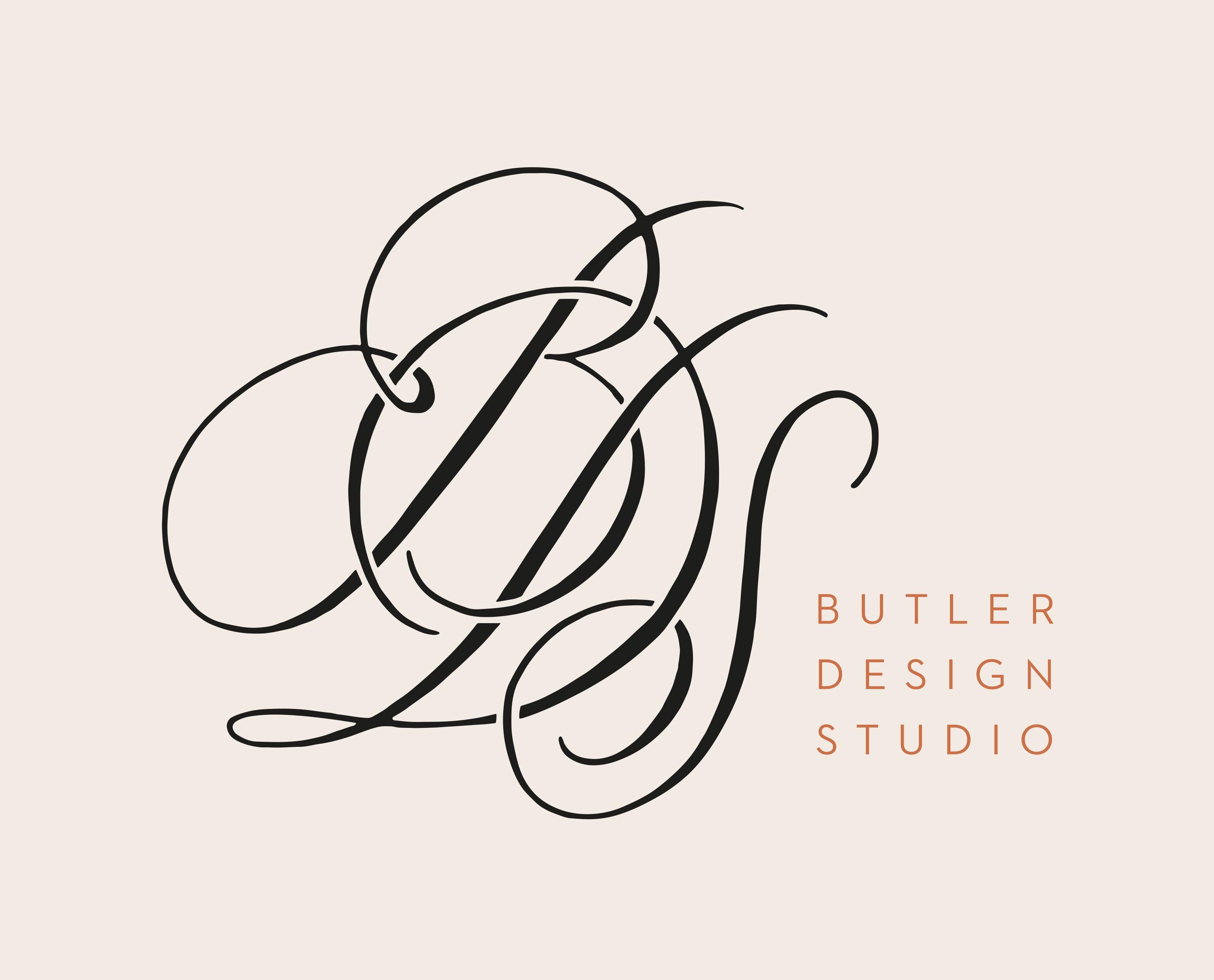 Butler Design Studio logo with clean BDS monogram and copper sans serif lettering