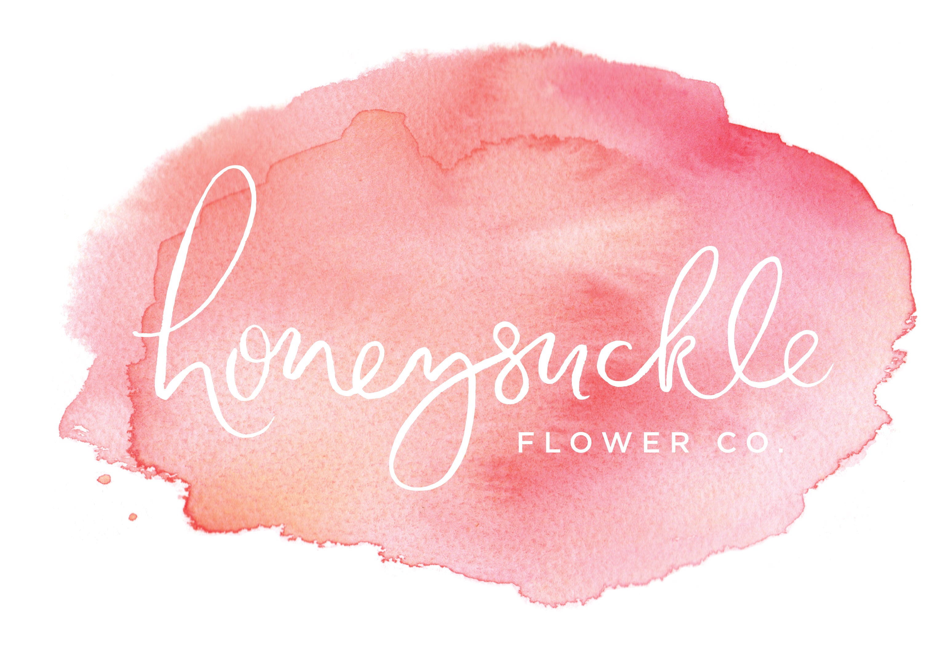 Honeysuckle Flower Co. Logo featuring peach watercolour with white modern script