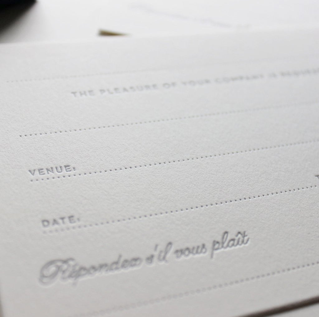 Close-up of Letterpress Invitation Correspondence Card