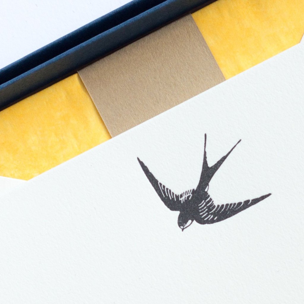 Close-up of letterpress Swallow