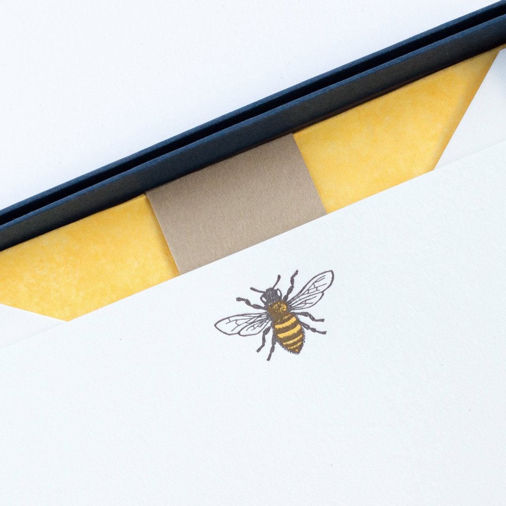 close-up of Honey Bee Letterpress Letterhead