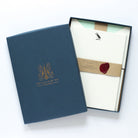 Puffin Letterpress Letterheads in display box with wax seal and lid with Meticulous Ink logo