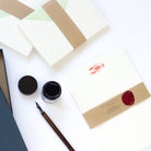 Lobster Letterpress Letterheads with wax seal wrap and ink pot