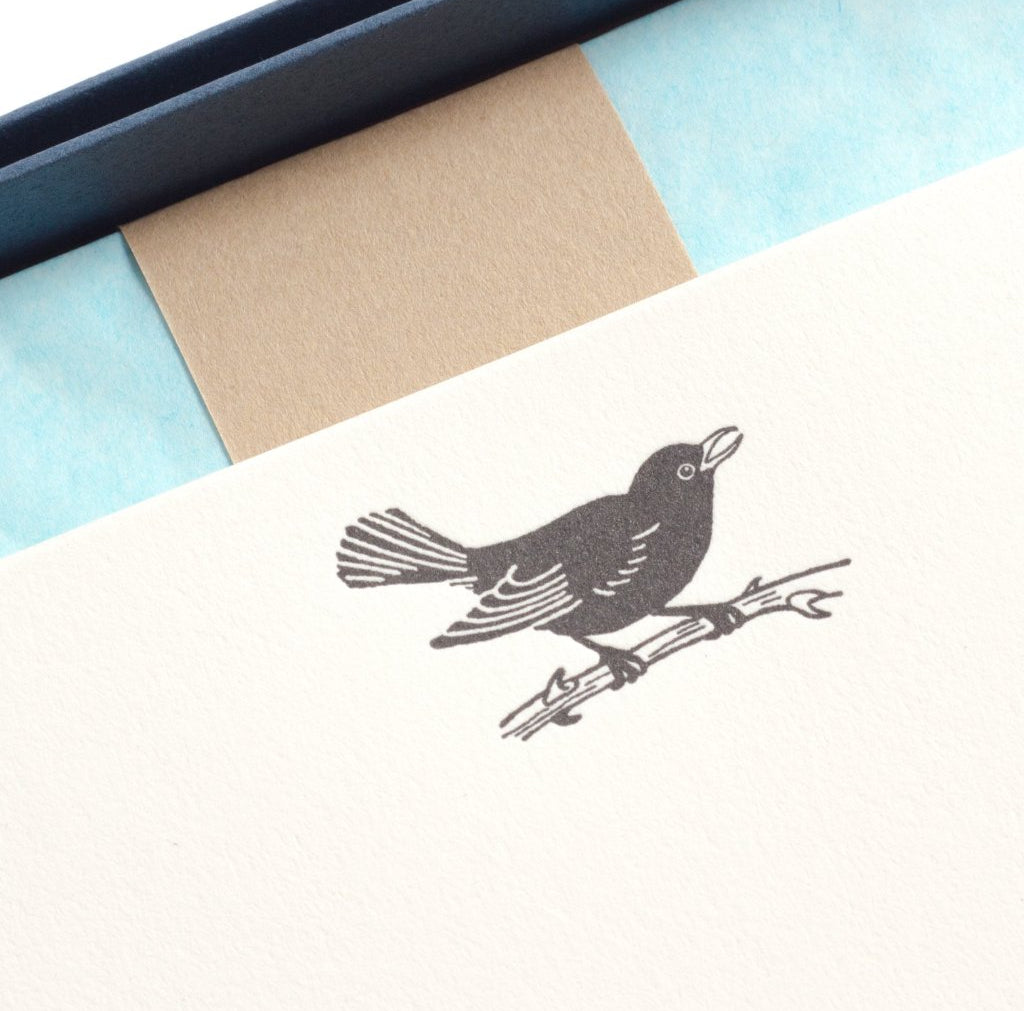 close-up of Blackbird Letterpress Letterheads