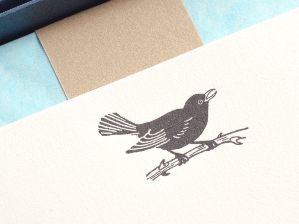 close-up of Blackbird Letterpress Letterheads
