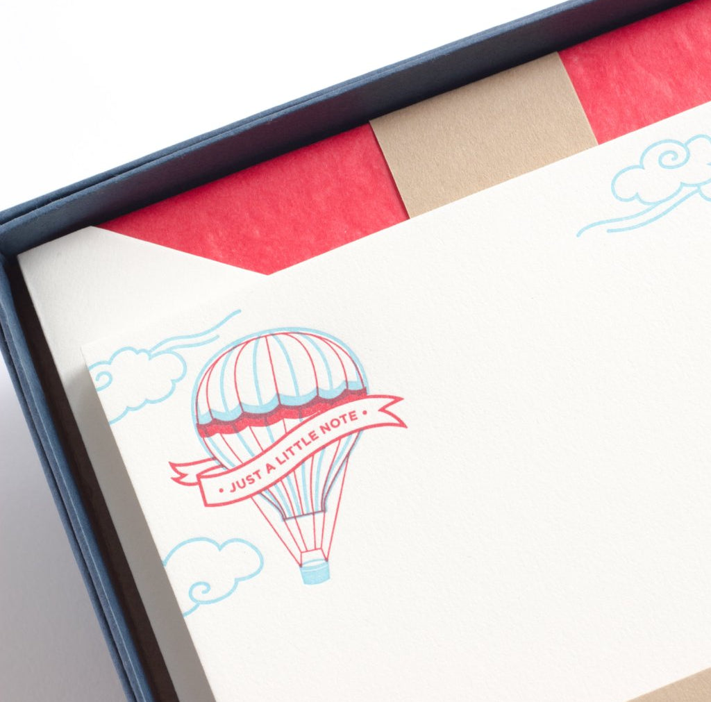 close-up of Hot Air Balloon Letterpress Letterheads