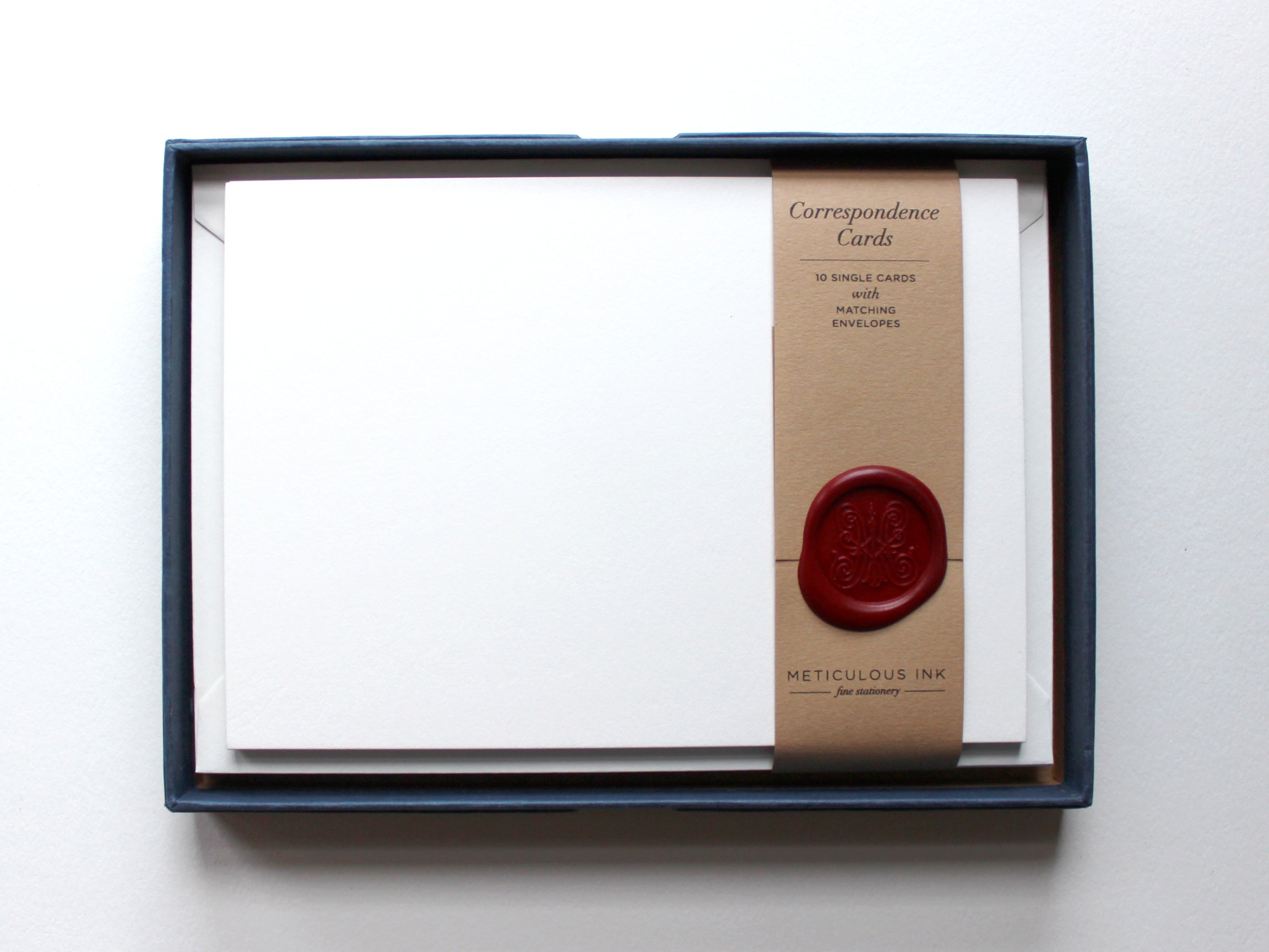 Plain Correspondence Cards in display box with wax seal