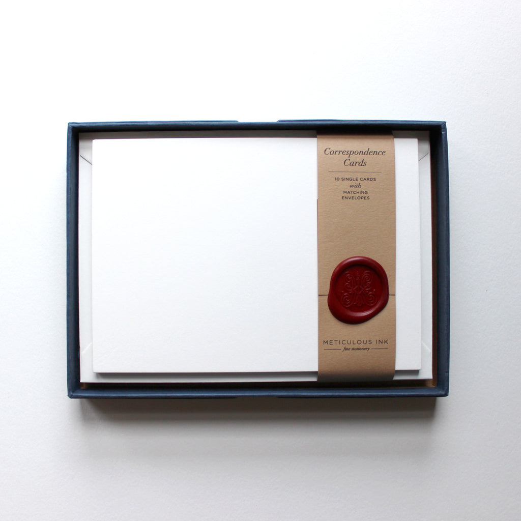 Plain Correspondence Cards in display box with wax seal