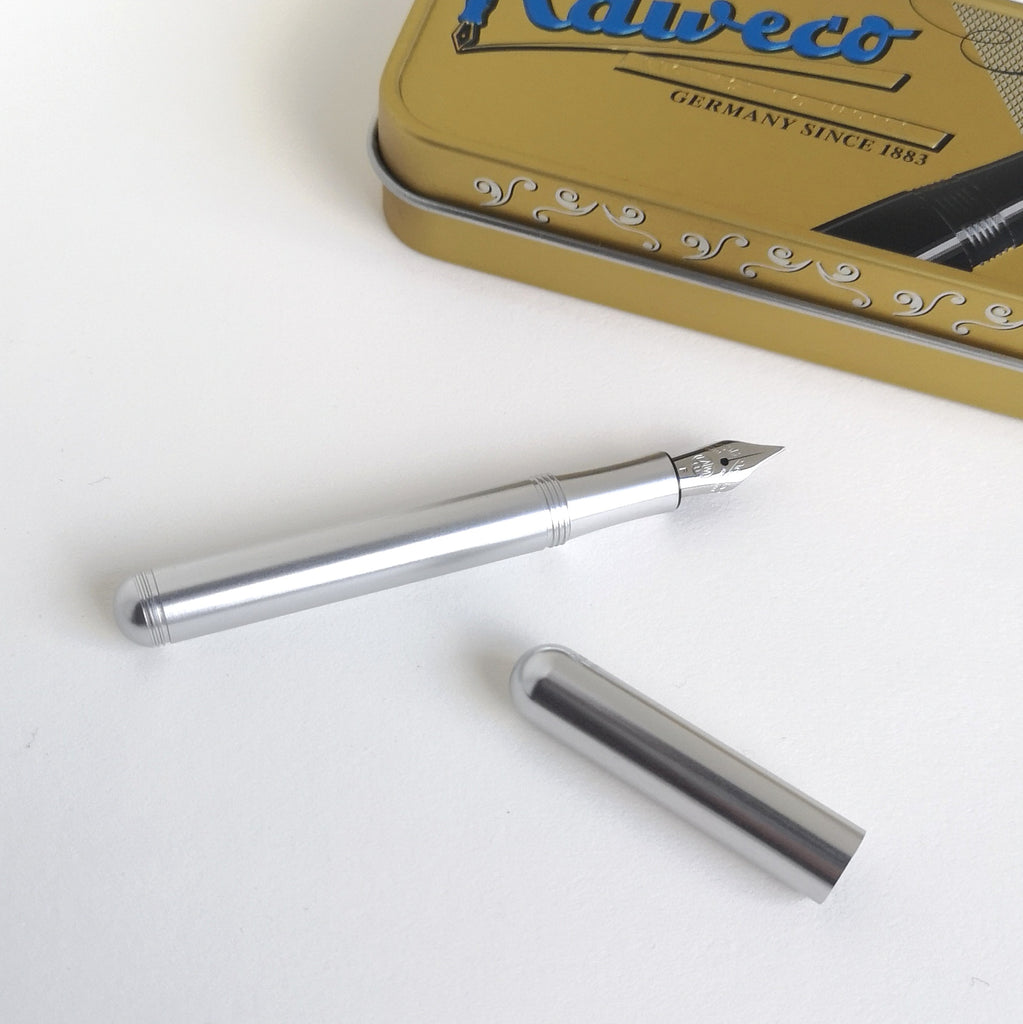 Kaweco Silver Liliput Fountain Pen with cap and metal display tin