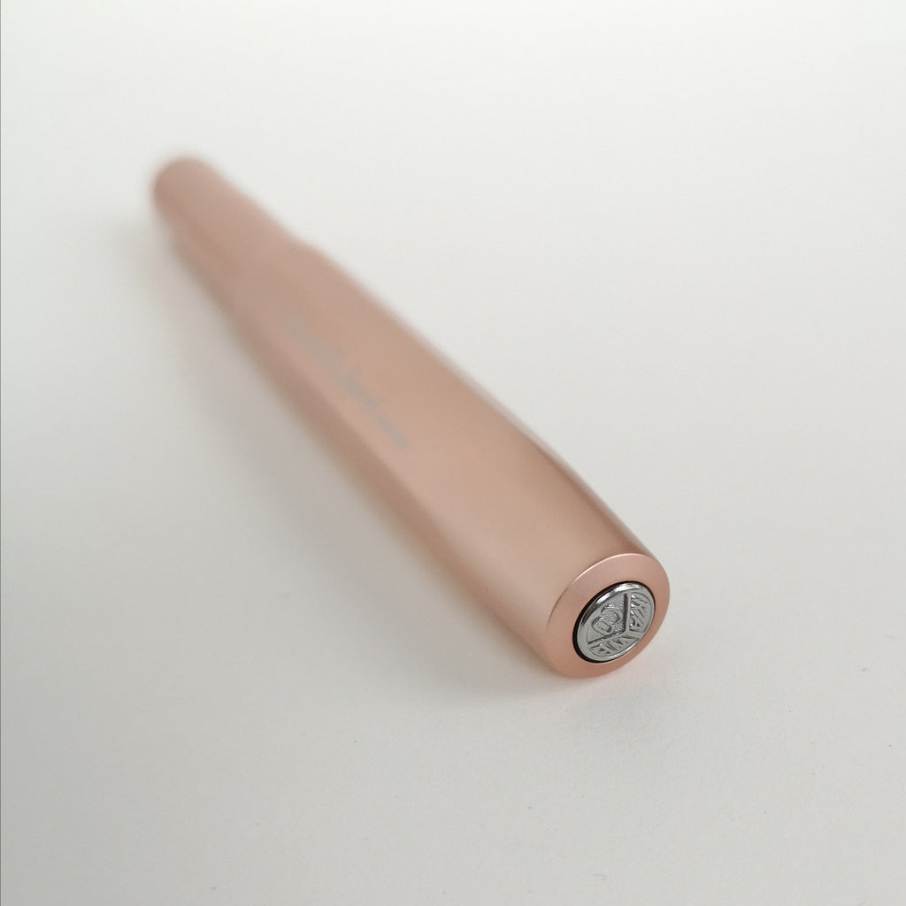 Kaweco Rose Gold Aluminium Fountain Pen close-up of Kaweco logo