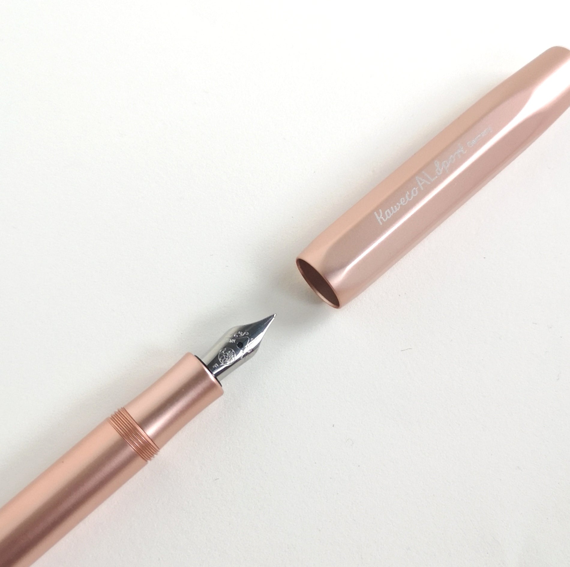 Kaweco Rose Gold Aluminium Fountain Pen nib close-up