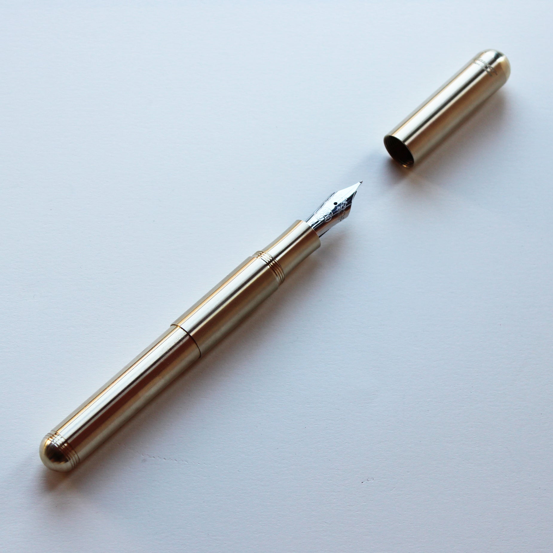 Kaweco Brass Supra Fountain Pen with cap off