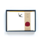 Swallow Letterpress Correspondence Cards in display box with wax seal