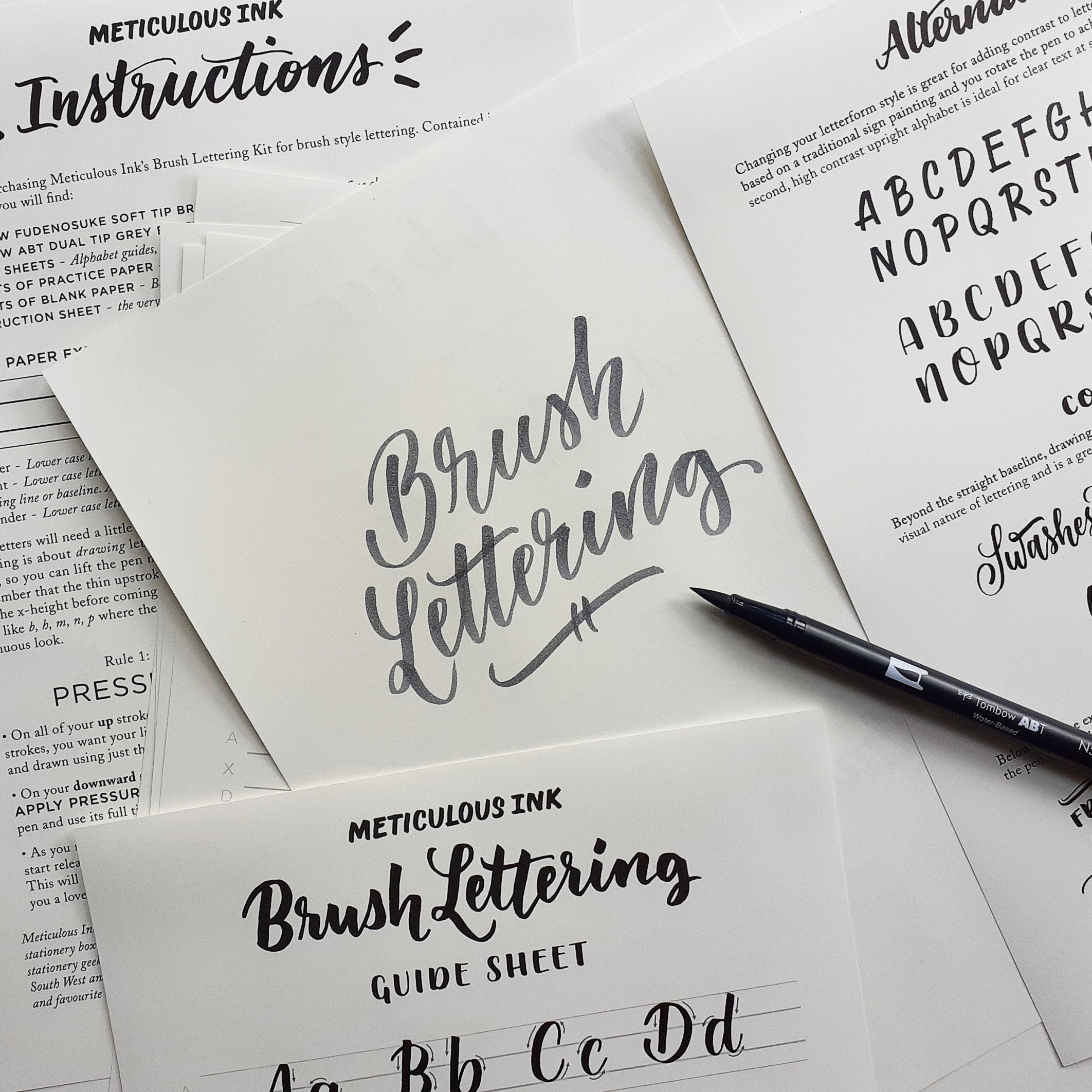 Brush Lettering practice sheets