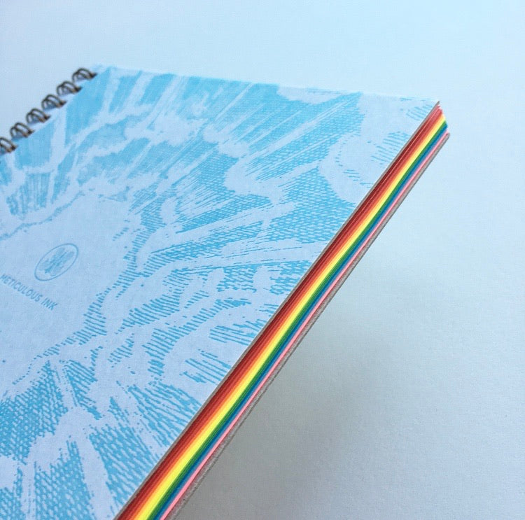 Ringbound notebook with rainbow paper