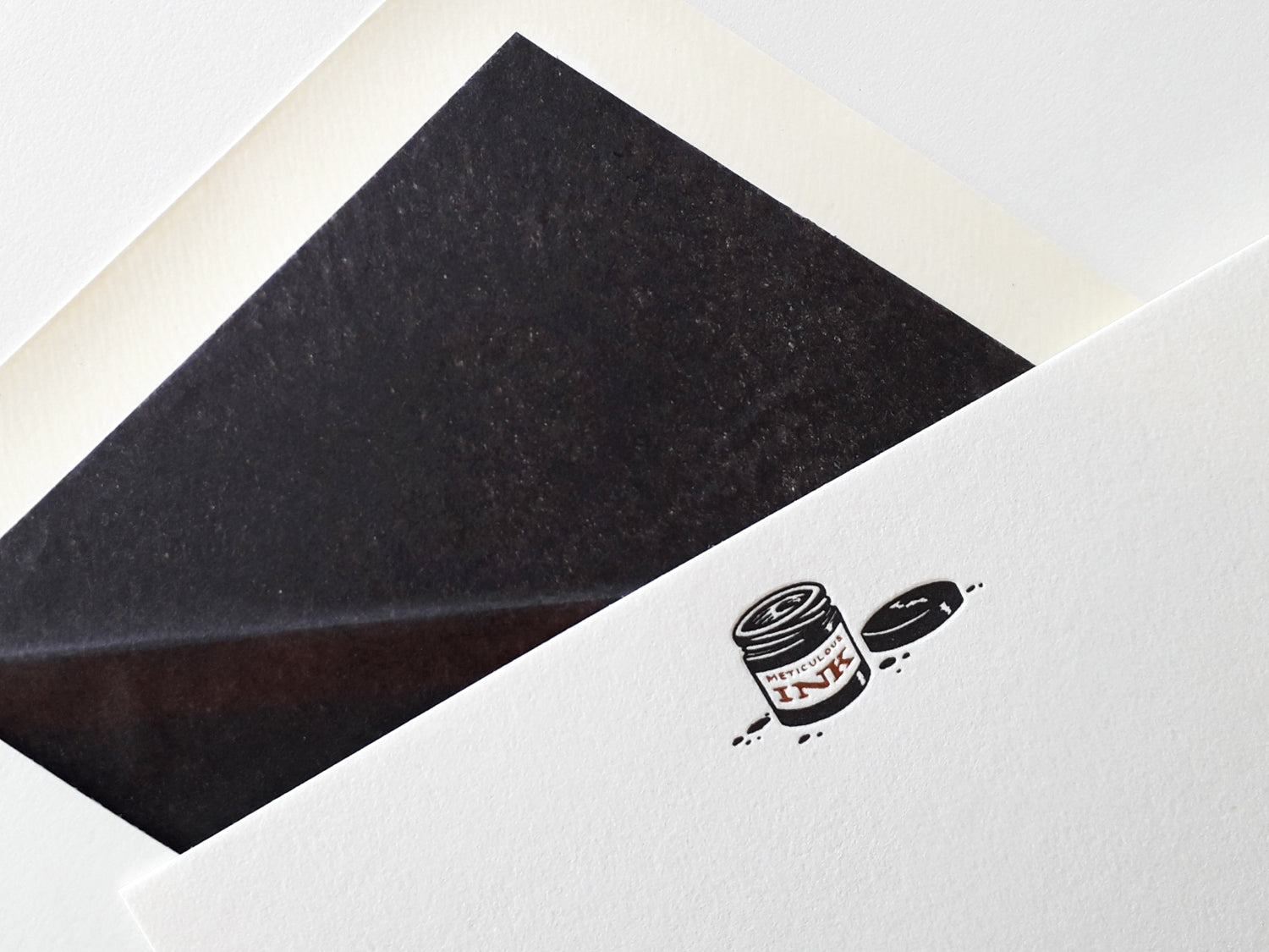 Ink Pot Letterpress Correspondence Card with ebony lined tissue