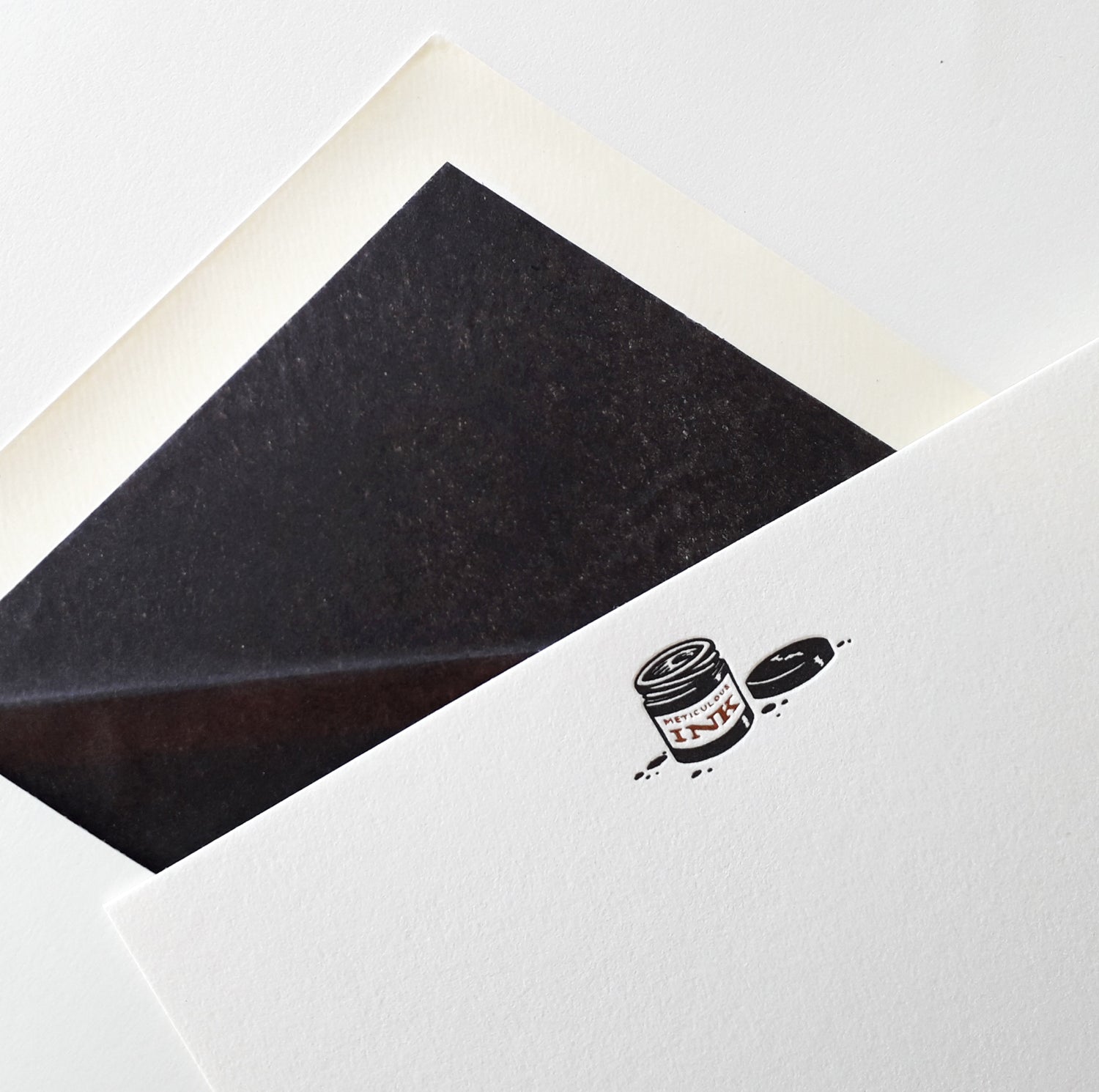 Ink Pot Letterpress Correspondence Card with ebony lined tissue