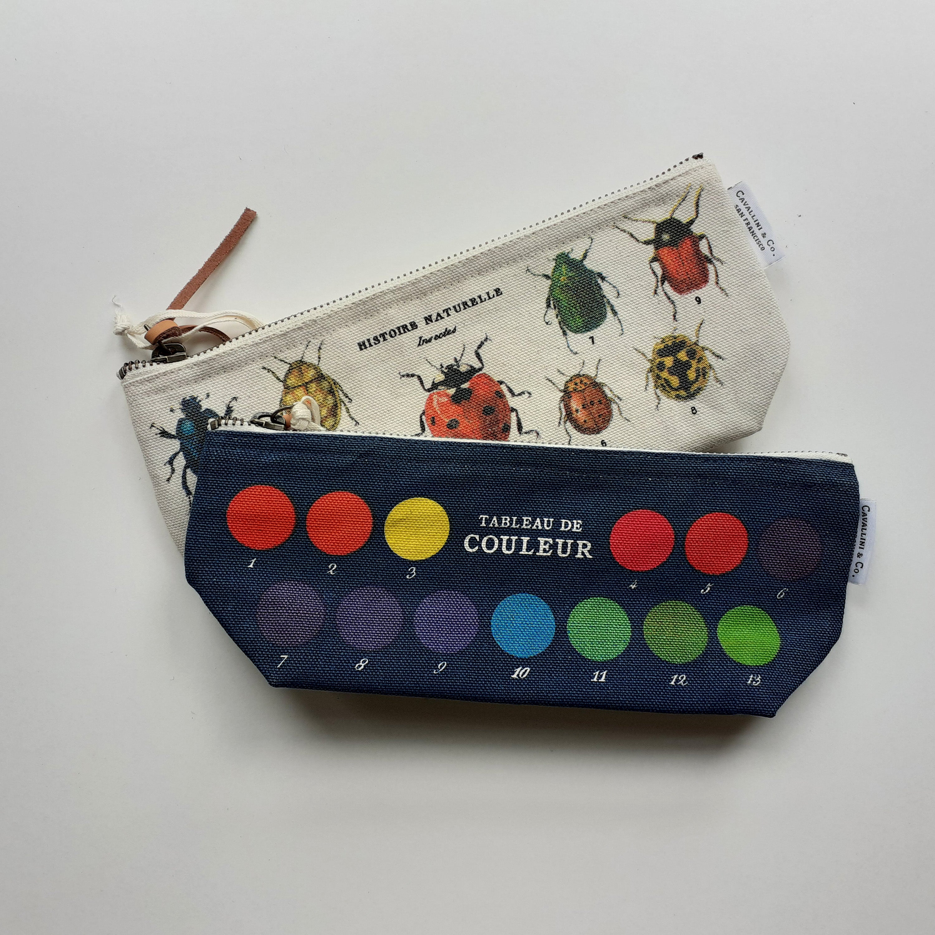 Small canvas pencil case with colours and insects